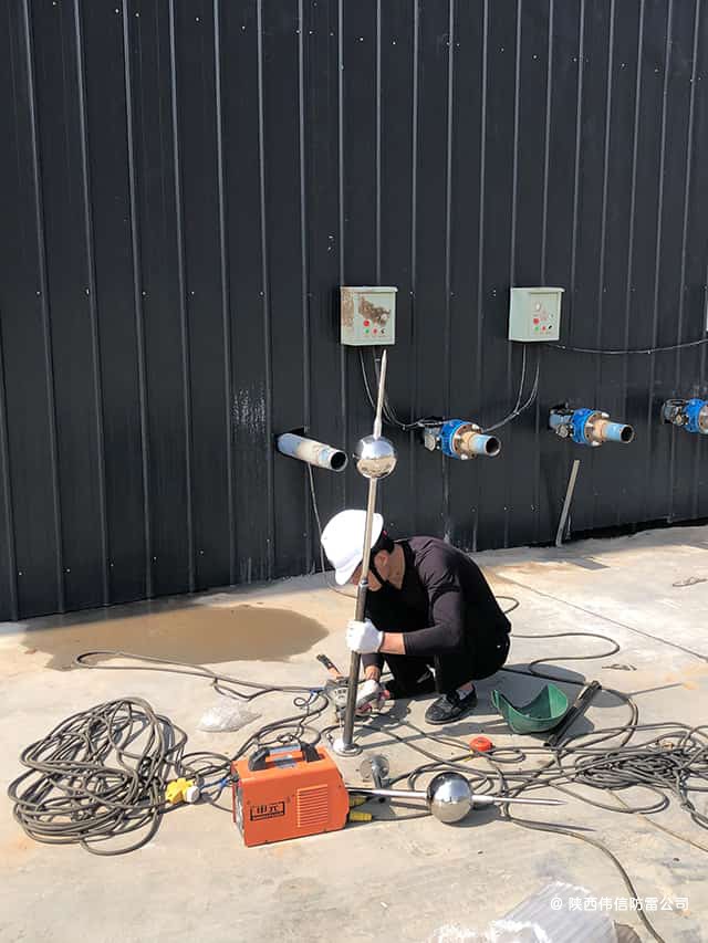 陕西咸阳市泾阳拌合站厂区避雷针安装