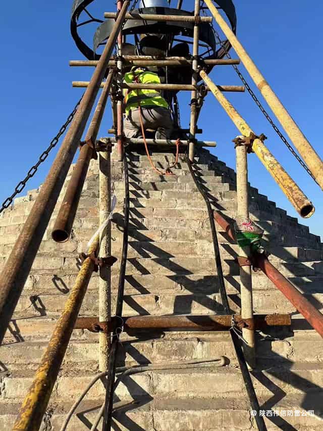 陕西彬县古建筑开元寺塔防雷接地项目施工