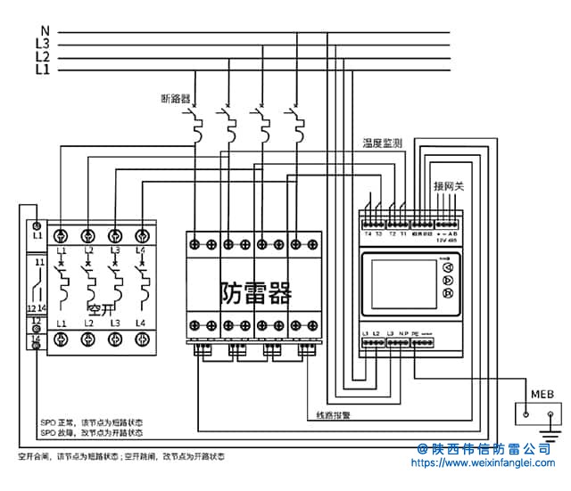 智能SPD在线监测箱产品接线图