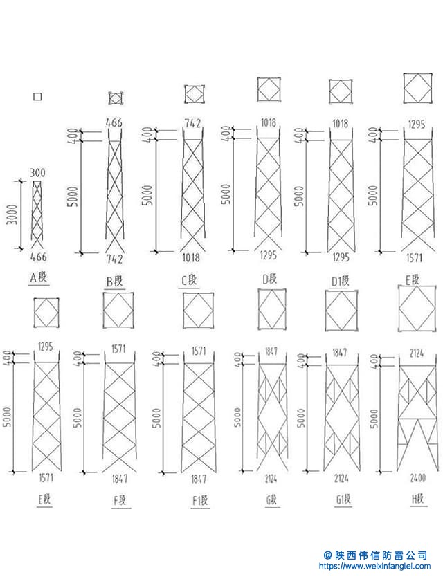 30米四角独立避雷针塔结构