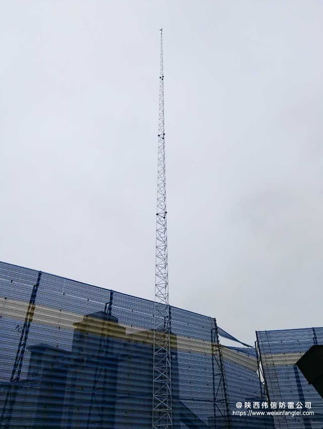榆林泰发祥矿业直击雷防护GJT三角避雷针塔安装项目